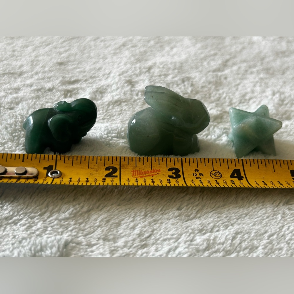 Green aventurine crystal carvings